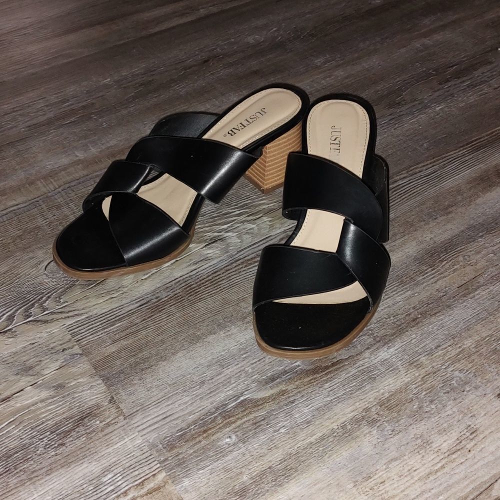 JustFab black Tamara Block Heeled Mule Sz 7.5